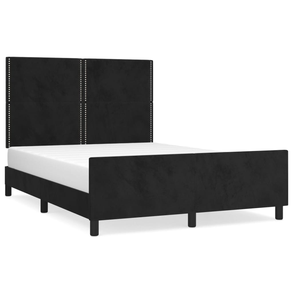 Cadre de lit sans matelas noir 140x200 cm velours - XIOS