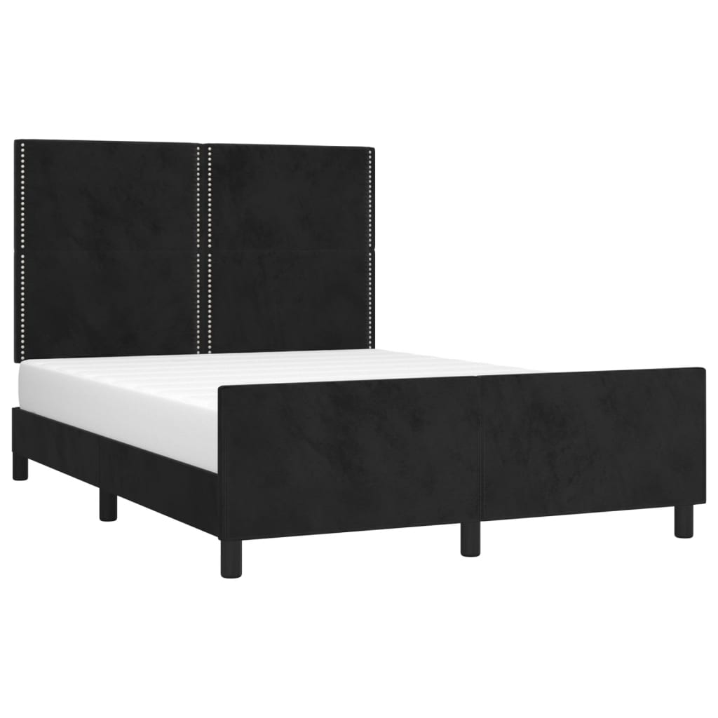 Cadre de lit sans matelas noir 140x200 cm velours - XIOS