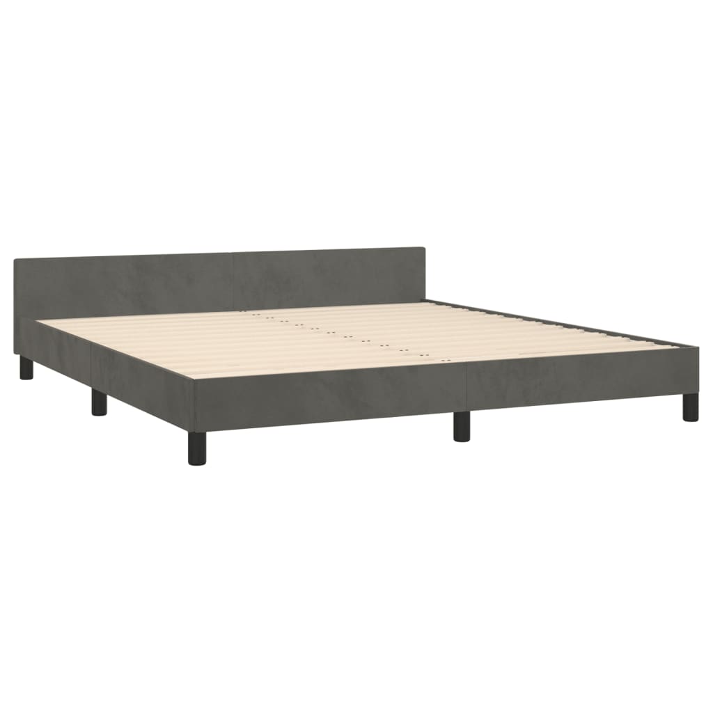 Cadre de lit sans matelas gris foncé 160x200 cm velours - XIOS