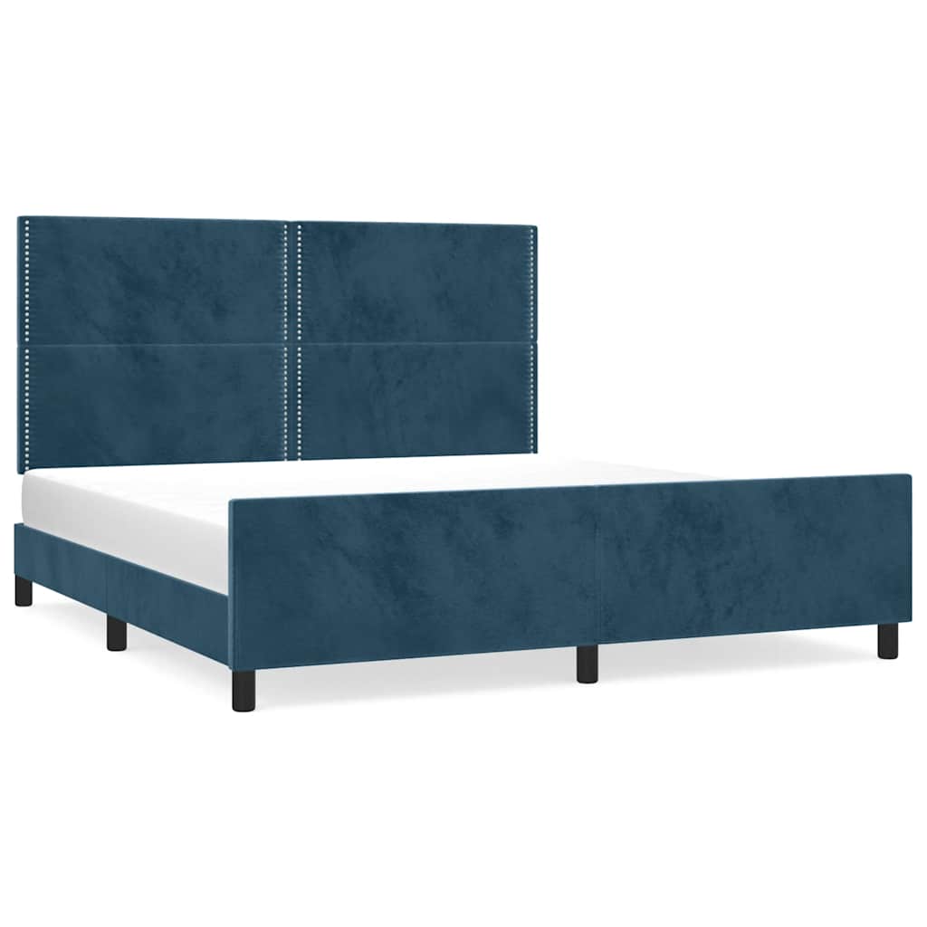 Cadre de lit sans matelas bleu foncé 160x200 cm velours - XIOS