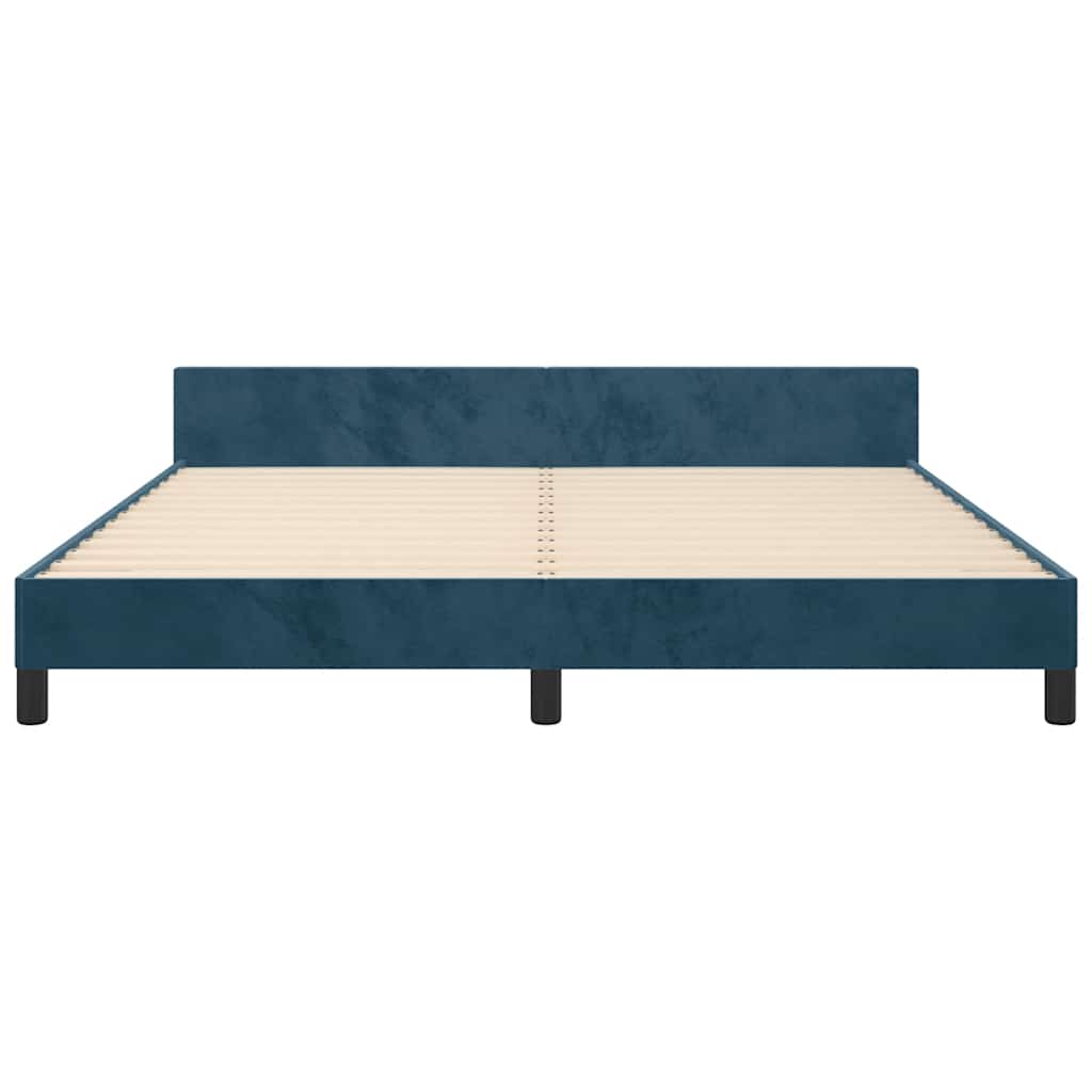 Cadre de lit sans matelas bleu foncé 160x200 cm velours - XIOS
