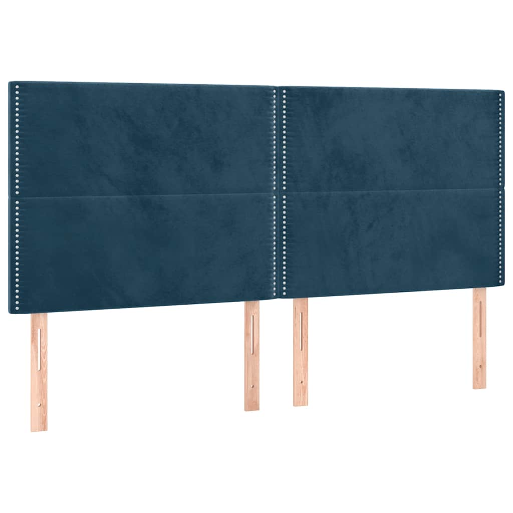 Cadre de lit sans matelas bleu foncé 160x200 cm velours - XIOS
