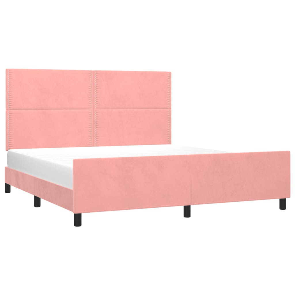 Cadre de lit sans matelas rose 160x200 cm velours - XIOS