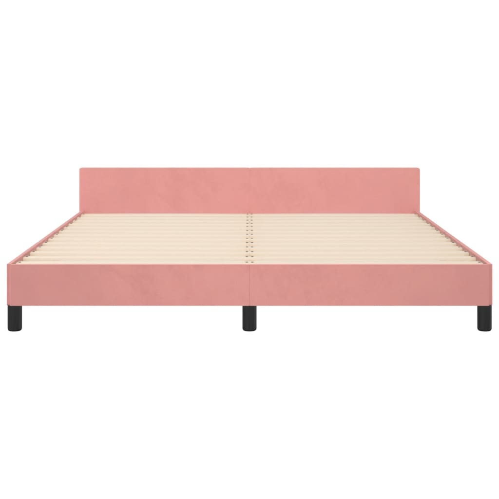 Cadre de lit sans matelas rose 160x200 cm velours - XIOS