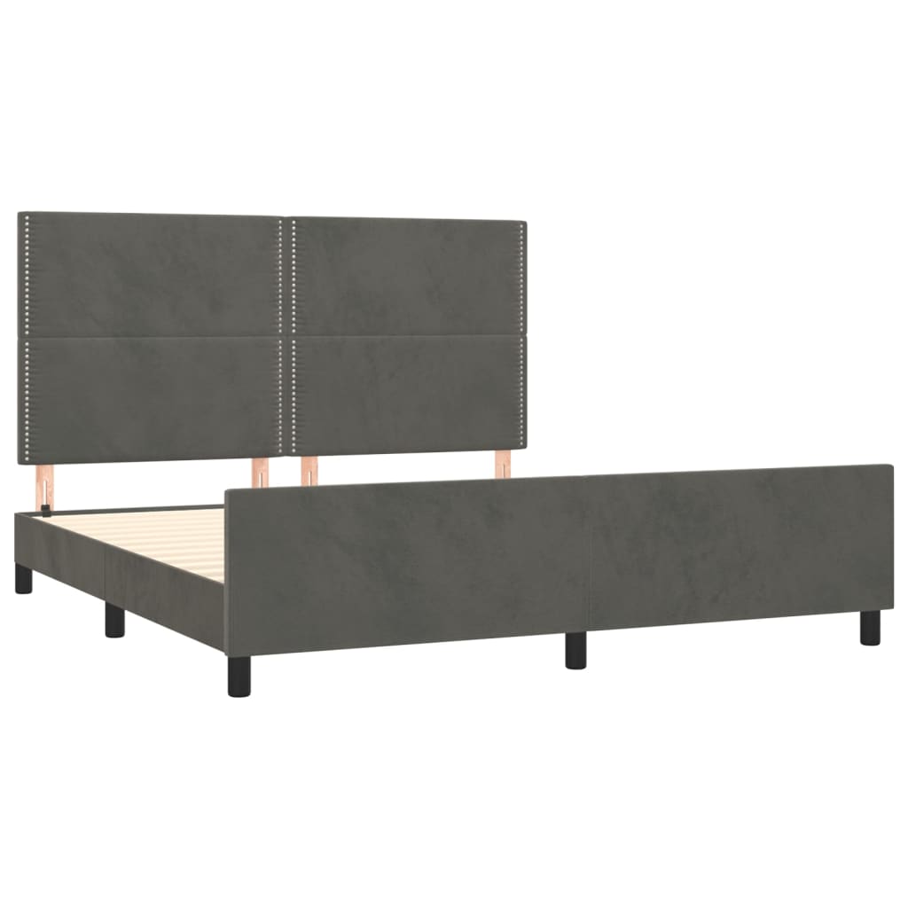 Cadre de lit sans matelas gris foncé velours - XIOS