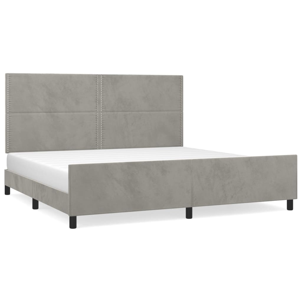 Cadre de lit sans matelas gris clair 200x200 cm velours - XIOS