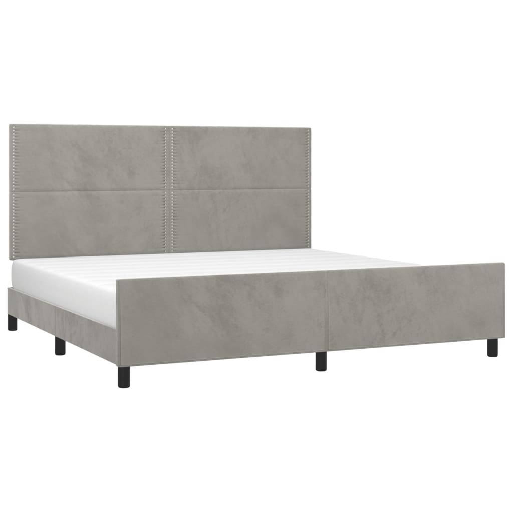 Cadre de lit sans matelas gris clair 200x200 cm velours - XIOS