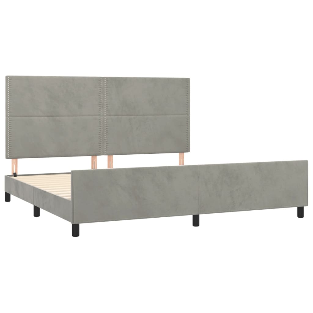 Cadre de lit sans matelas gris clair 200x200 cm velours - XIOS