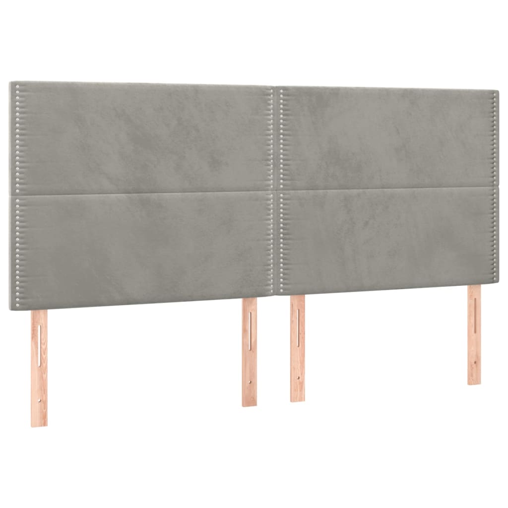 Cadre de lit sans matelas gris clair 200x200 cm velours - XIOS