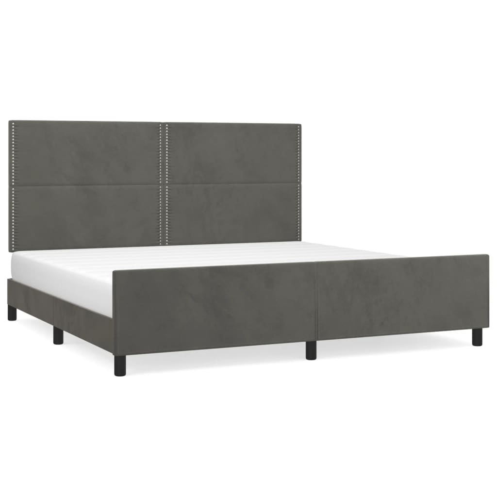 Cadre de lit sans matelas gris foncé 200x200 cm velours - XIOS