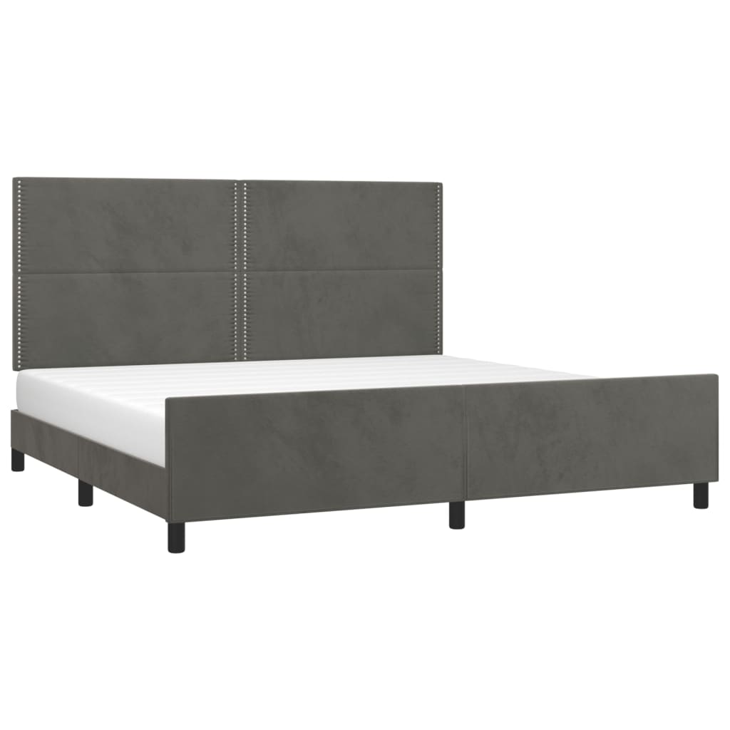 Cadre de lit sans matelas gris foncé 200x200 cm velours - XIOS