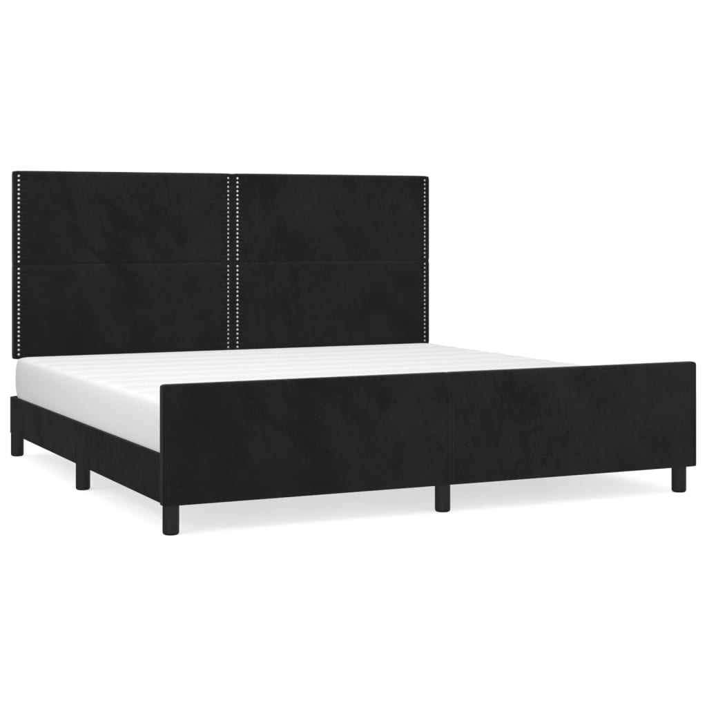 Cadre de lit sans matelas noir 200x200 cm velours - XIOS