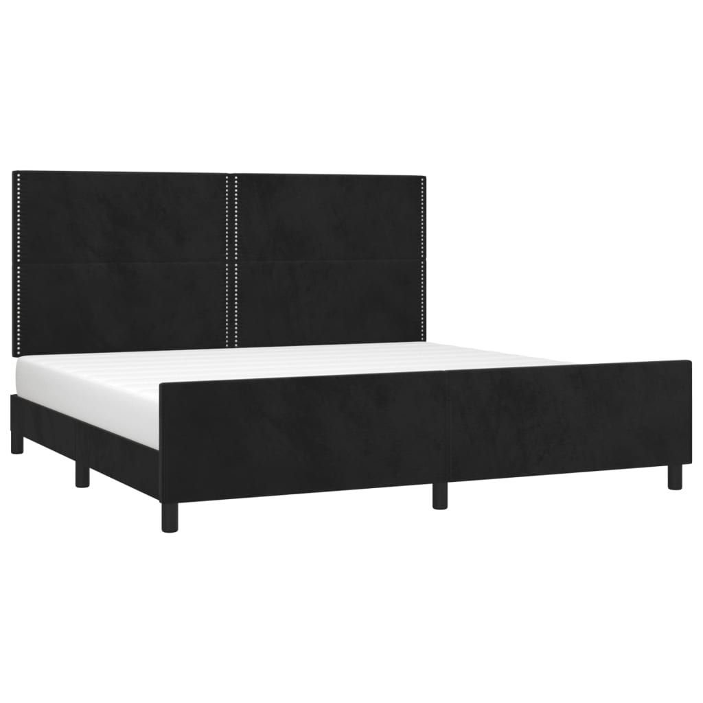 Cadre de lit sans matelas noir 200x200 cm velours - XIOS