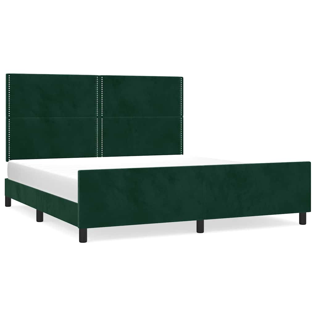 Cadre de lit sans matelas vert foncé 200x200 cm velours - XIOS
