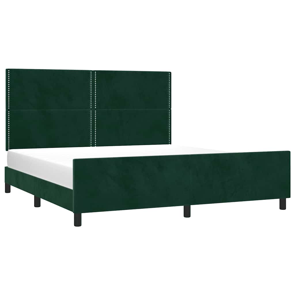 Cadre de lit sans matelas vert foncé 200x200 cm velours - XIOS