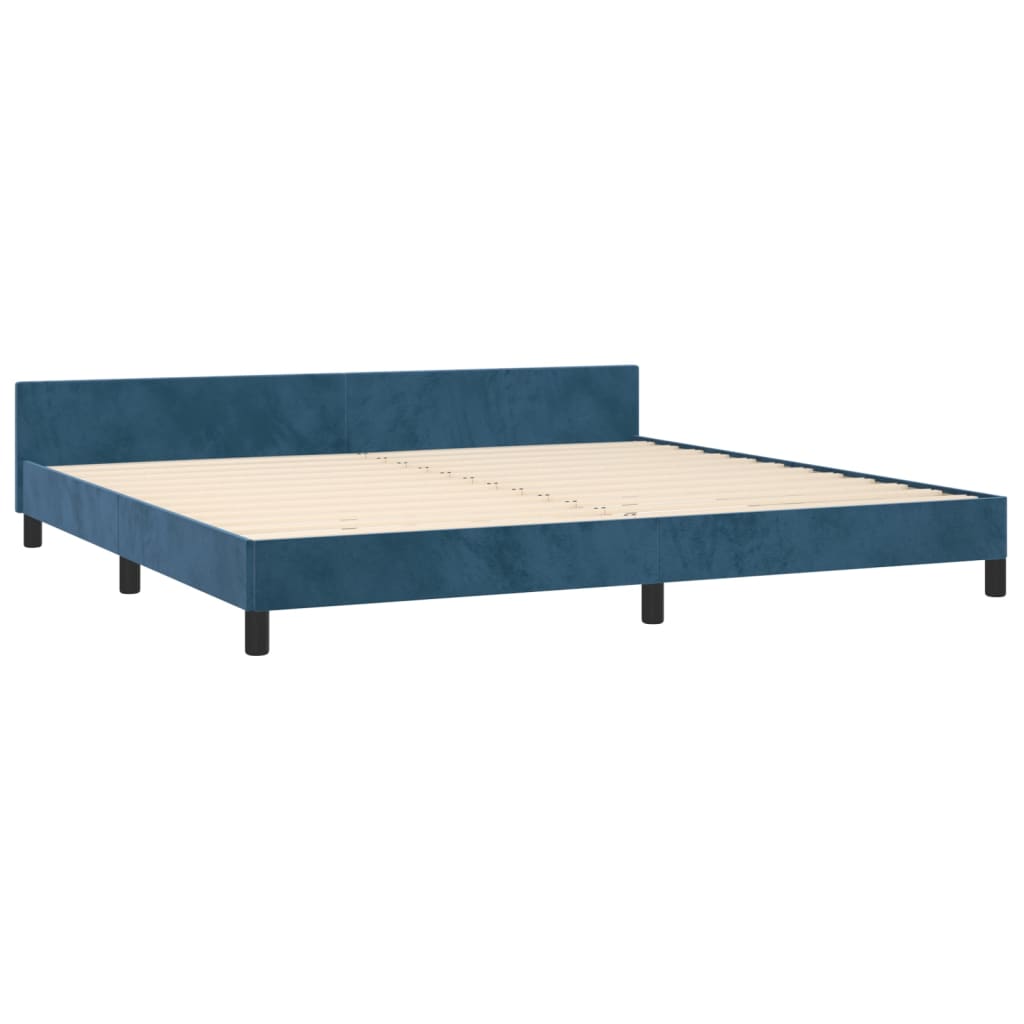 Cadre de lit sans matelas bleu foncé 200x200 cm velours - XIOS
