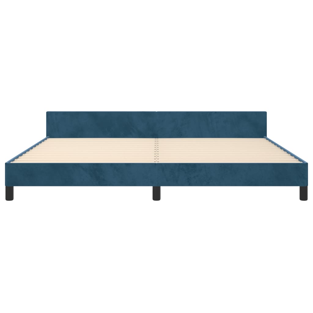 Cadre de lit sans matelas bleu foncé 200x200 cm velours - XIOS