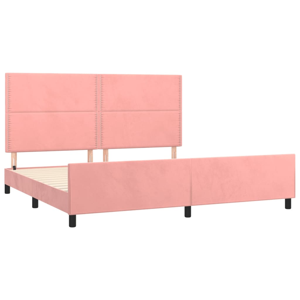 Cadre de lit sans matelas rose 200x200 cm velours - XIOS