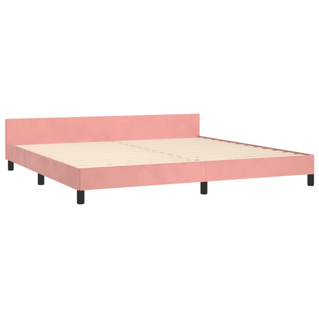 Cadre de lit sans matelas rose 200x200 cm velours - XIOS