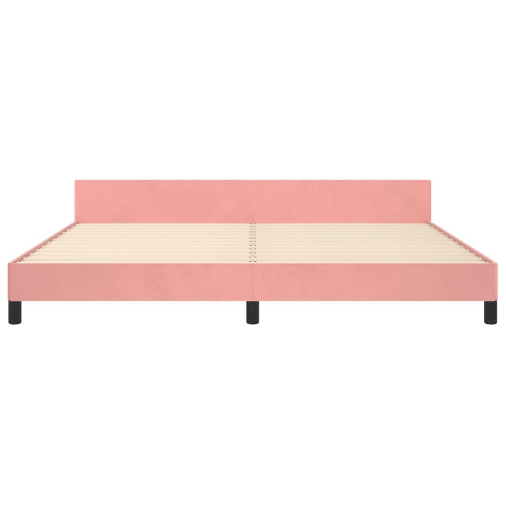 Cadre de lit sans matelas rose 200x200 cm velours - XIOS