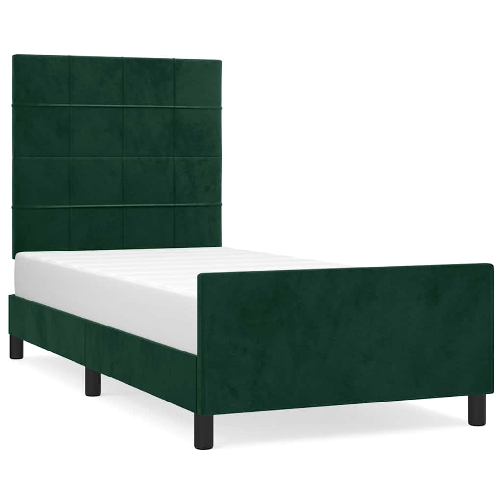 Cadre de lit sans matelas vert foncé 80x200 cm velours - XIOS
