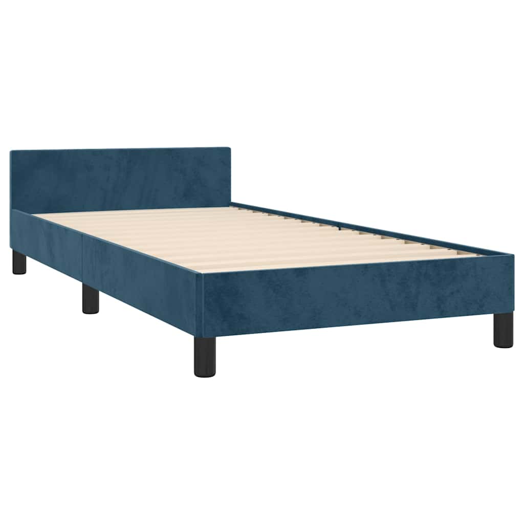Cadre de lit sans matelas bleu foncé 80x200 cm velours - XIOS