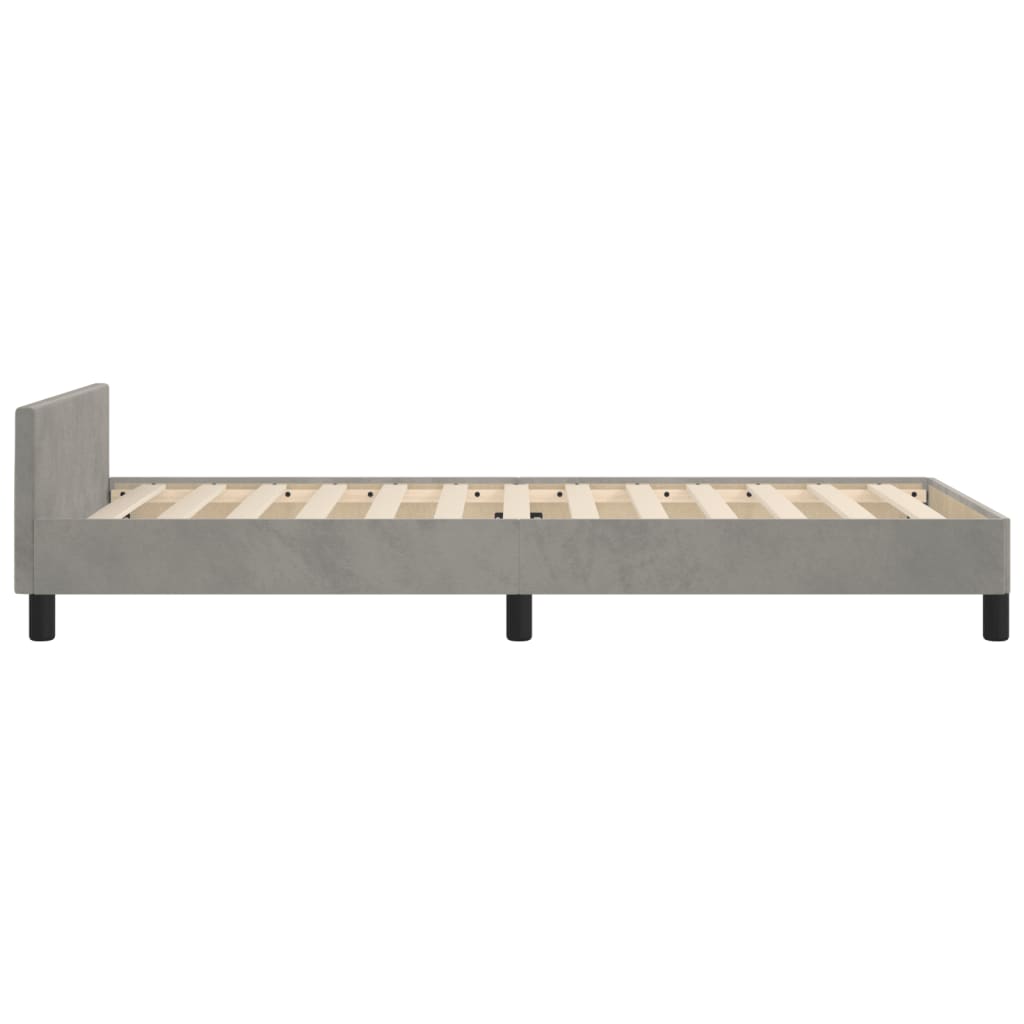 Cadre de lit sans matelas gris clair 90x190 cm velours - XIOS