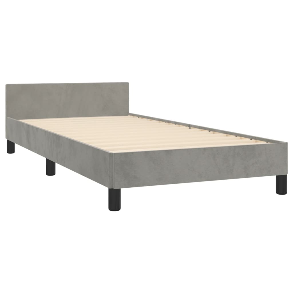 Cadre de lit sans matelas gris clair 90x200 cm velours - XIOS