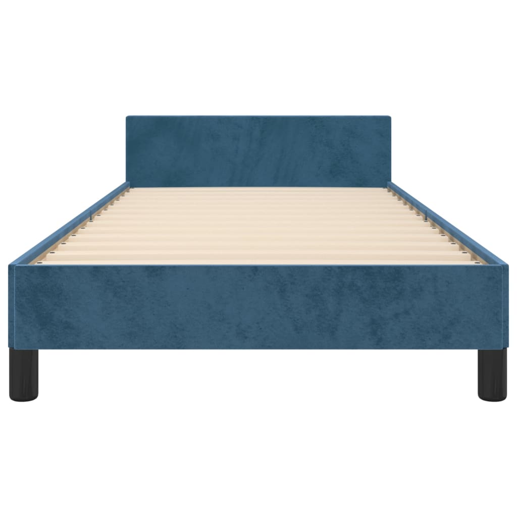 Cadre de lit sans matelas bleu foncé 100x200 cm velours - XIOS