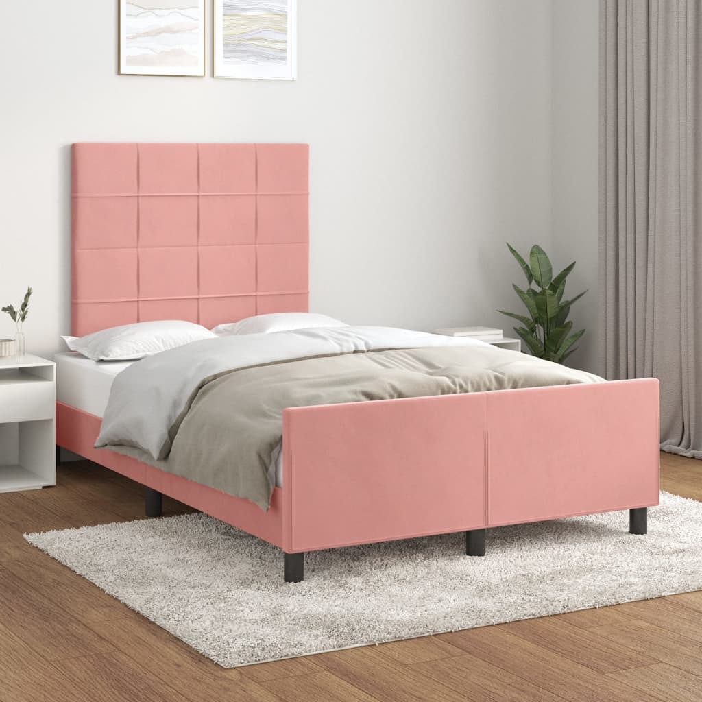 Cadre de lit sans matelas rose 120x200 cm velours - XIOS
