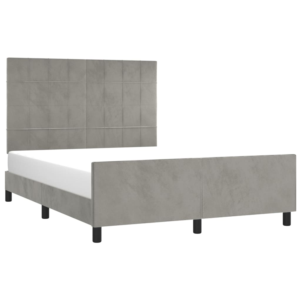 Cadre de lit sans matelas gris clair 140x190 cm velours - XIOS
