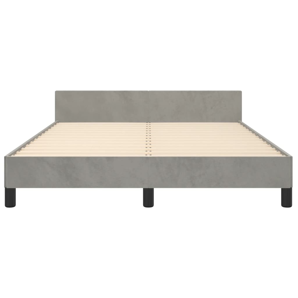 Cadre de lit sans matelas gris clair 140x190 cm velours - XIOS