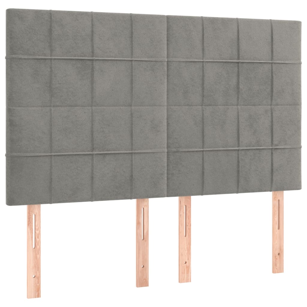 Cadre de lit sans matelas gris clair 140x190 cm velours - XIOS