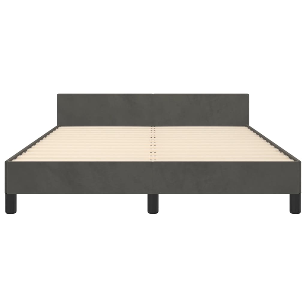 Cadre de lit sans matelas gris foncé 140x190 cm velours - XIOS
