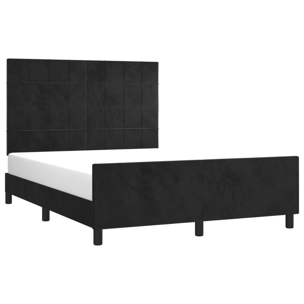 Cadre de lit sans matelas noir 140x190 cm velours - XIOS