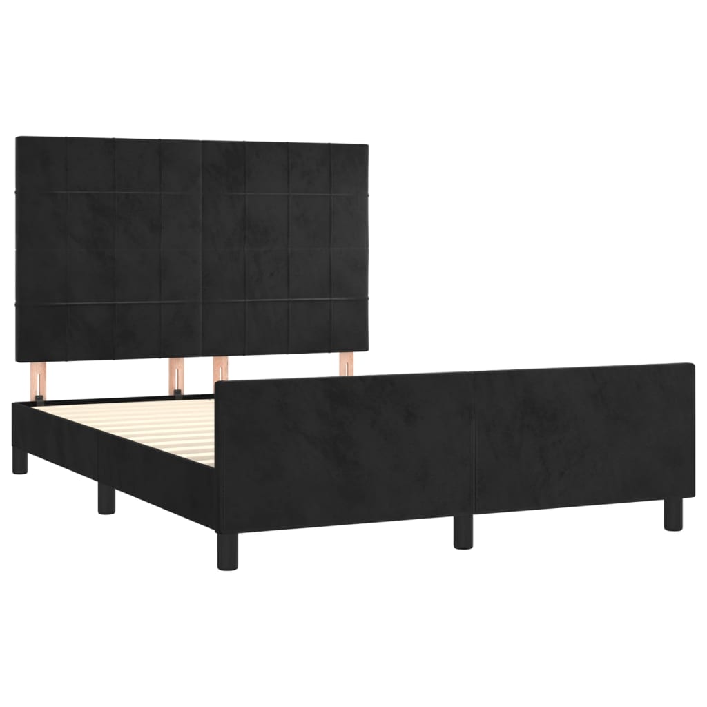 Cadre de lit sans matelas noir 140x190 cm velours - XIOS