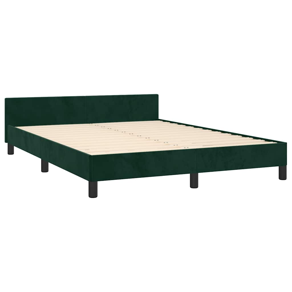 Cadre de lit sans matelas vert foncé 140x190 cm velours - XIOS