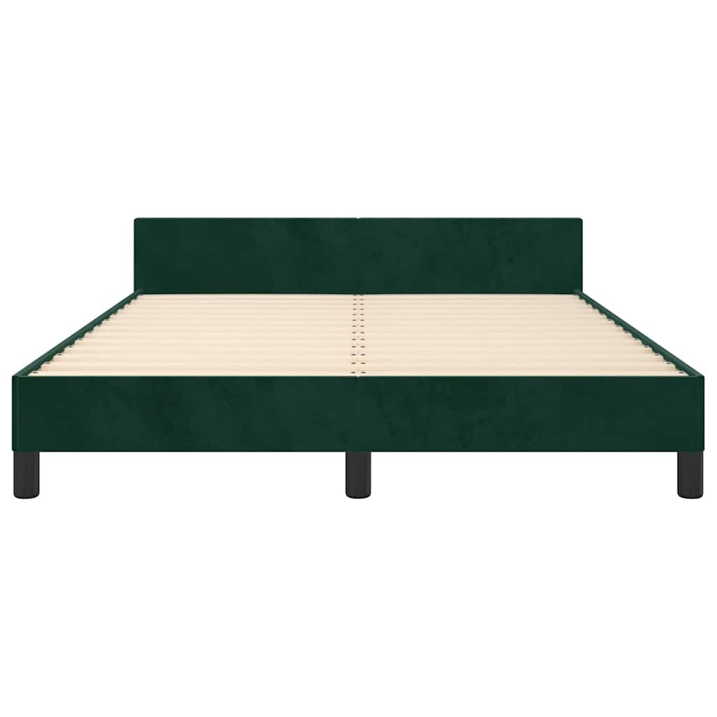 Cadre de lit sans matelas vert foncé 140x190 cm velours - XIOS