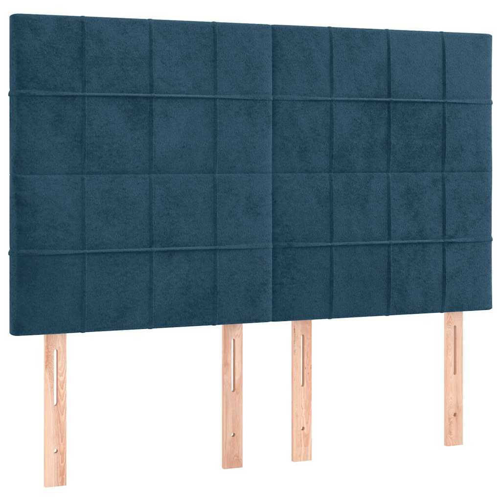 Cadre de lit sans matelas bleu foncé 140x190 cm velours - XIOS