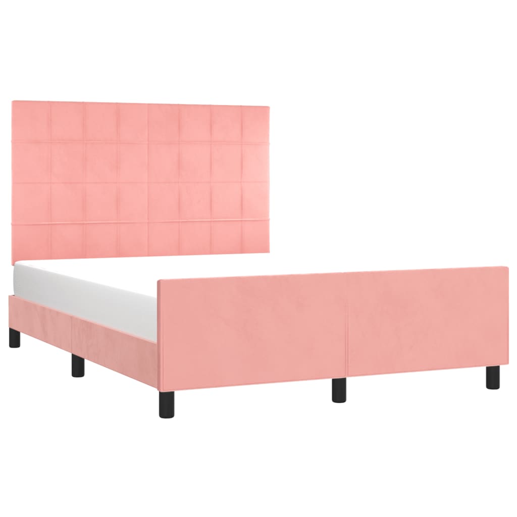 Cadre de lit sans matelas rose 140x190 cm velours - XIOS