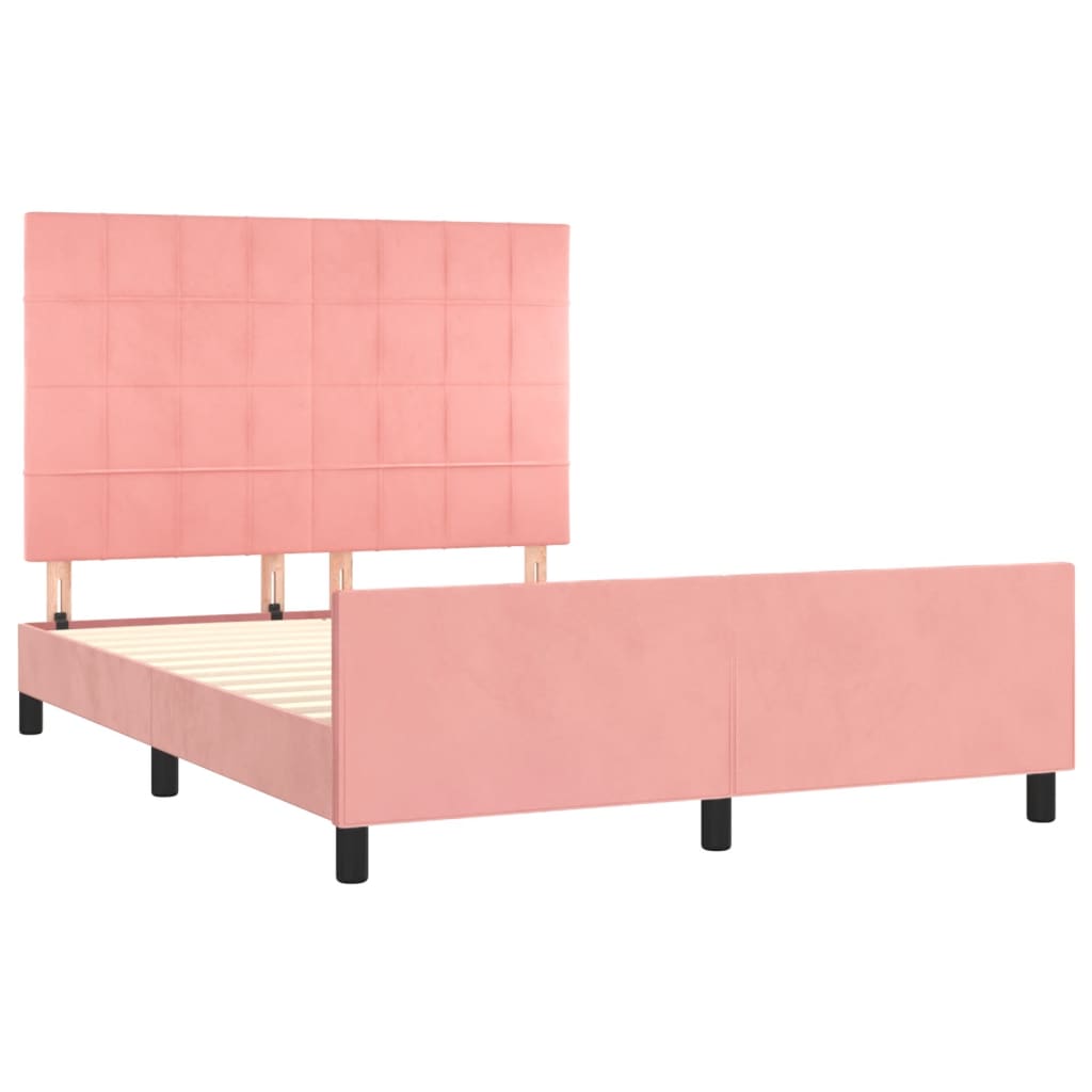 Cadre de lit sans matelas rose 140x190 cm velours - XIOS
