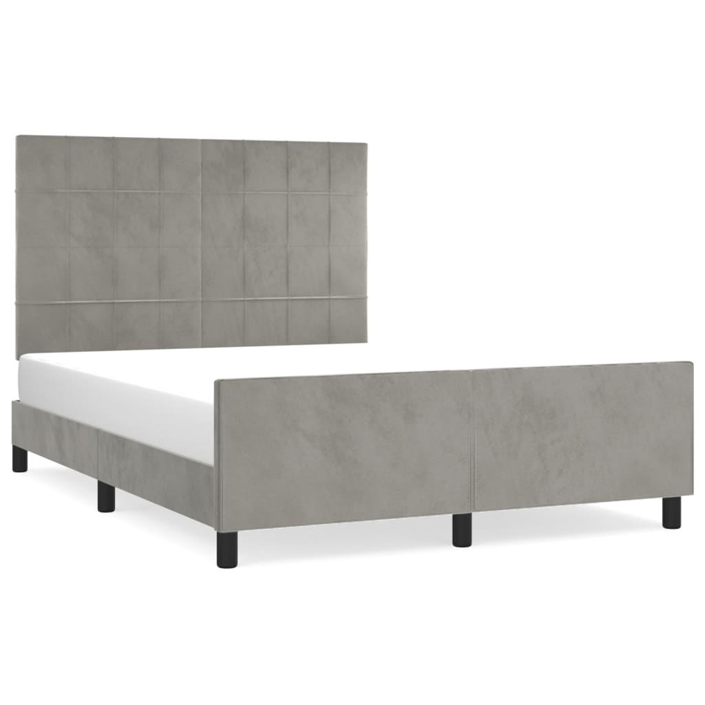 Cadre de lit sans matelas gris clair 140x200 cm velours - XIOS