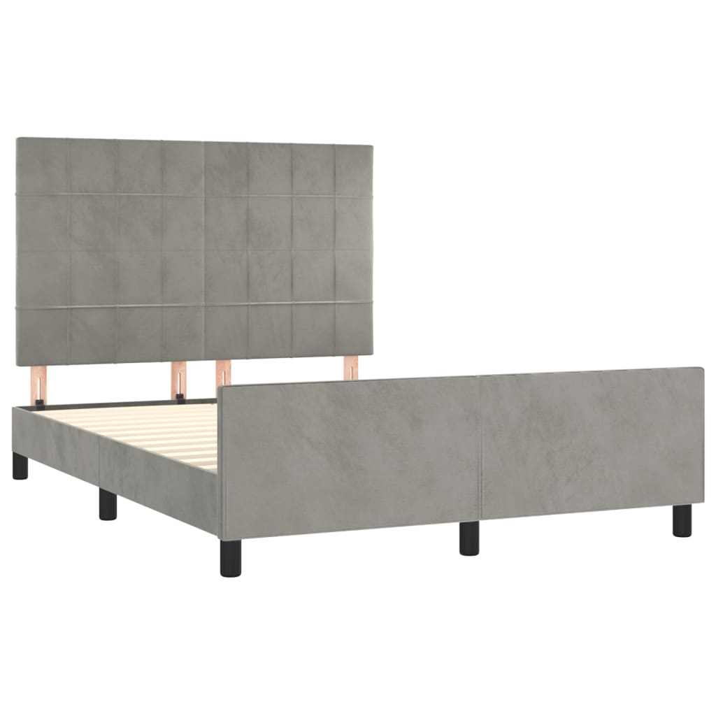Cadre de lit sans matelas gris clair 140x200 cm velours - XIOS