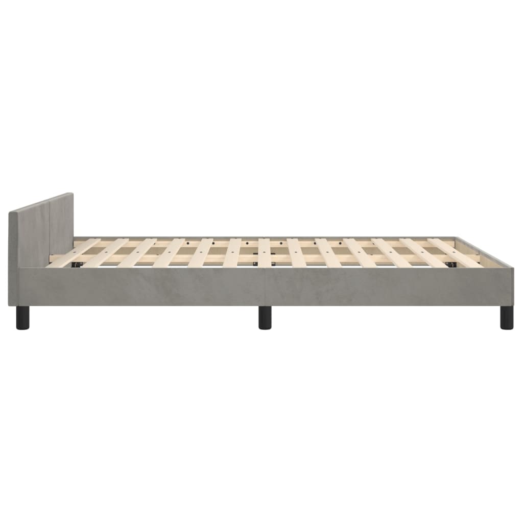 Cadre de lit sans matelas gris clair 140x200 cm velours - XIOS