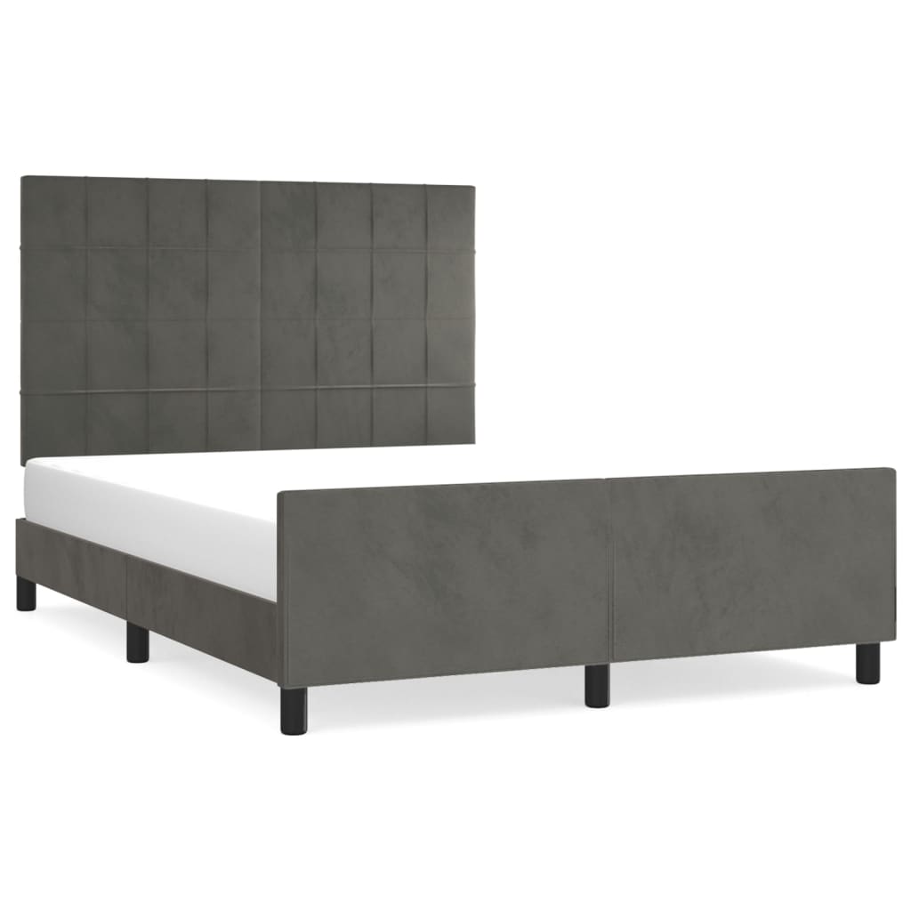 Cadre de lit sans matelas gris foncé 140x200 cm velours - XIOS