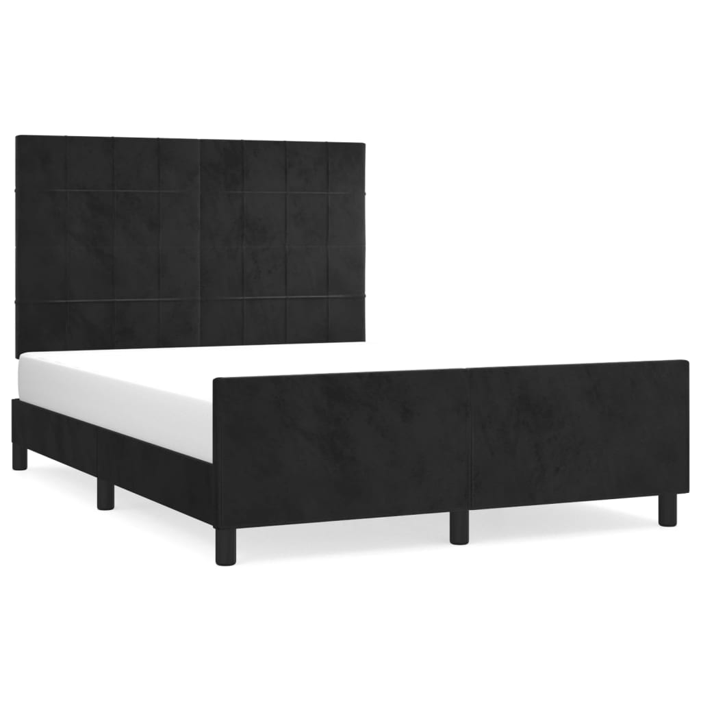 Cadre de lit sans matelas noir 140x200 cm velours - XIOS