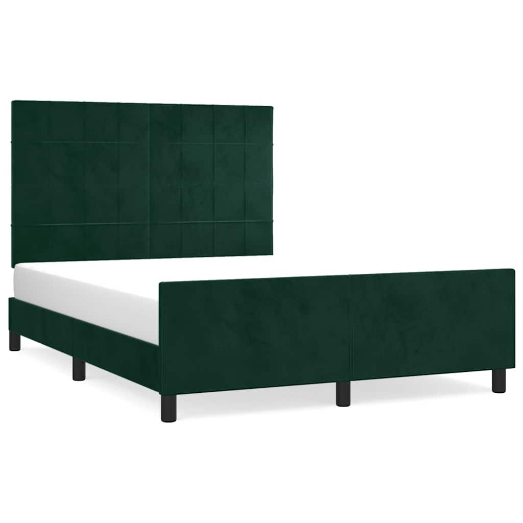Cadre de lit sans matelas vert foncé 140x200 cm velours