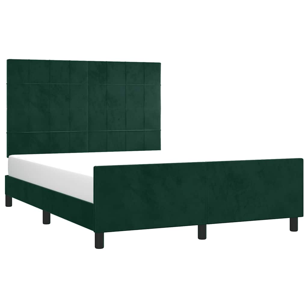 Cadre de lit sans matelas vert foncé 140x200 cm velours