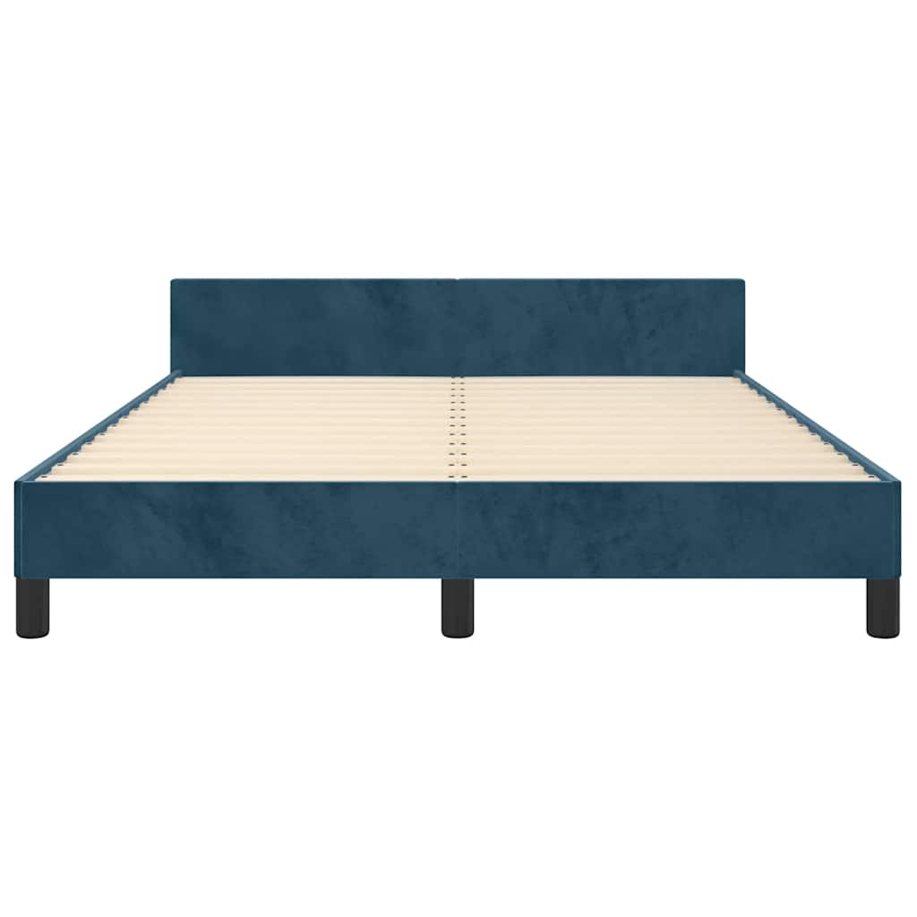 Cadre de lit sans matelas bleu foncé 140x200 cm velours - XIOS