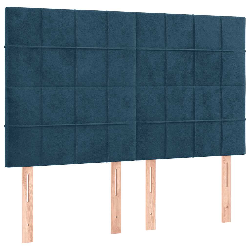 Cadre de lit sans matelas bleu foncé 140x200 cm velours - XIOS